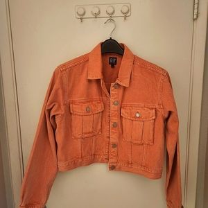 Gap Cropped Denim Jacket Orange size L